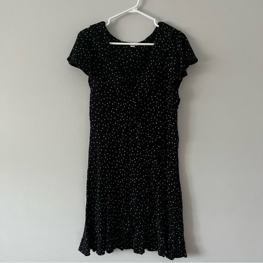 AE Black and White Pokka Dot Wrap Dress